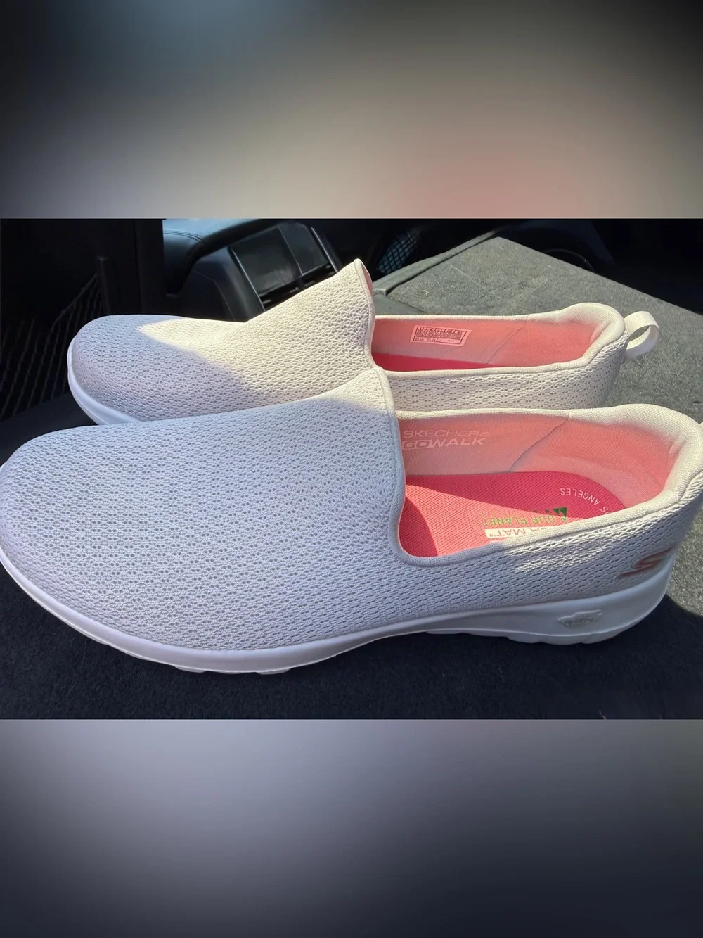 Skechers GOwalk Women's Slip-On Walking Shoes - Pale Pink and Coral
